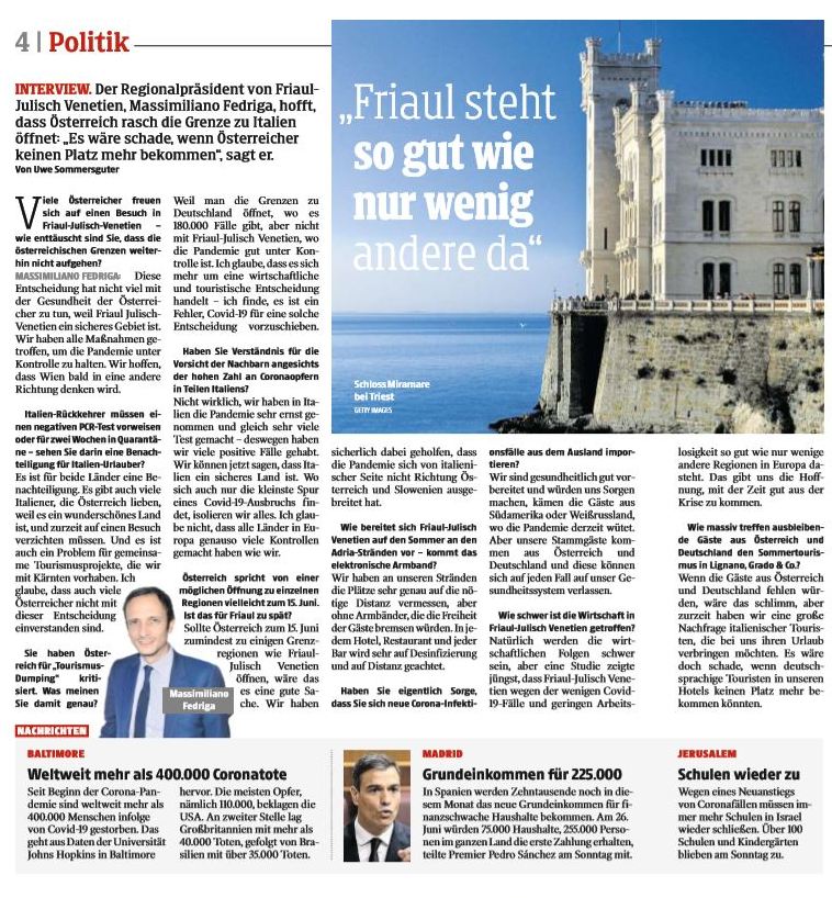 20.06.08 Kleine Zeitung, intervista Fedriga